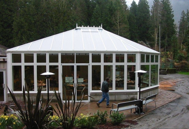 Exterior view of a Victorian-style conservatory for a restaurant